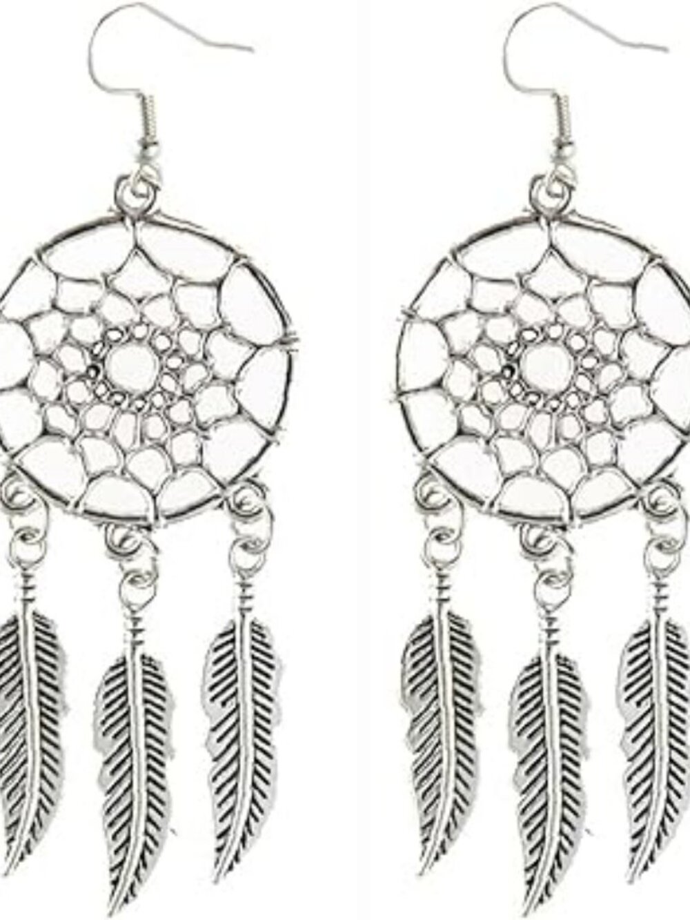 NEW Bohemian Dream Catcher Feather Earrings Bohemian Western Boho Trendy Silver